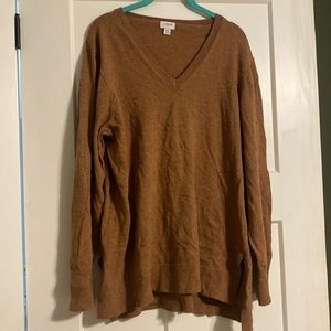 Gently used JCrew Factory v neck tunic camel sweater size XXL